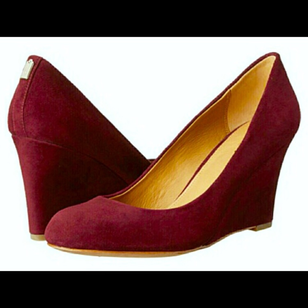 Coach Rileigh Burgundy Wedges size 8 NWT